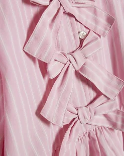 Girls Pink Stripe Top And Jeans Set