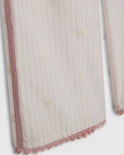 Girls Pink Stripe Trousers Set
