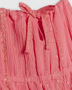 Girls Pink Tiered Shimmer Dress