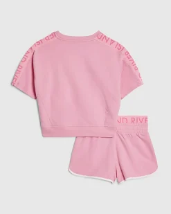 Girls Pink T-Shirt and Runner Shorts Set