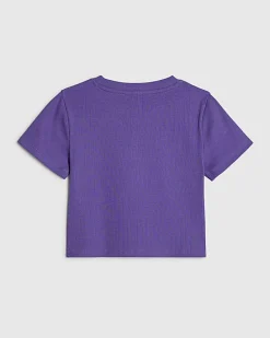 Girls Purple Bow Diamante T-Shirt