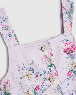 Girls Purple Floral Waistcoat Cotton Set