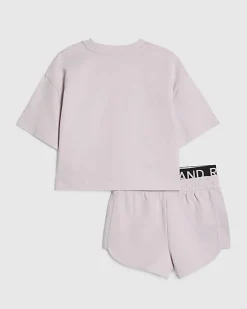Girls Purple Smile T-Shirt and Shorts Set