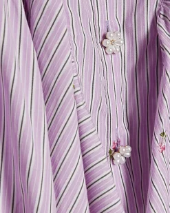Girls Purple Stripe Shirt Dress