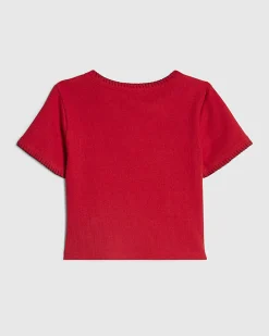 Girls Red Dachshund Beaded T-Shirt