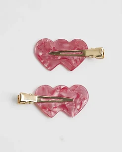 Girls Red Heart Slides Pack Of 2