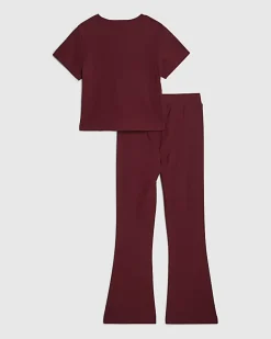 Girls Red Ponte T-Shirt Set