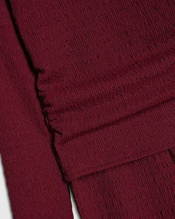 Girls Red Ruched Textured T-Shirt Set