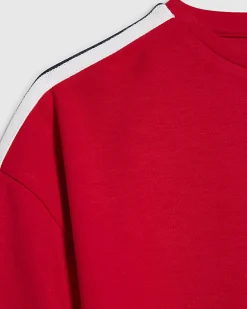 Girls Red Side Tape Boxy Cropped T-Shirt