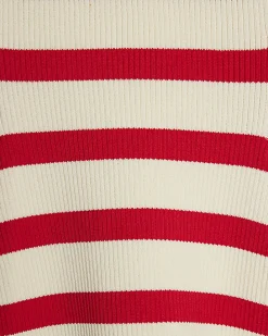 Girls Red Sleeveless Striped Dress