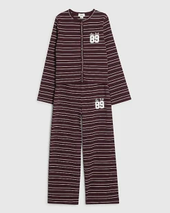 Girls Red Stripe 89 Cardigan Set