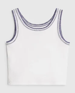 Girls White 83 Sequin Tank Top