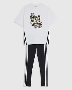 Girls White Amore Leopard T-Shirt Set