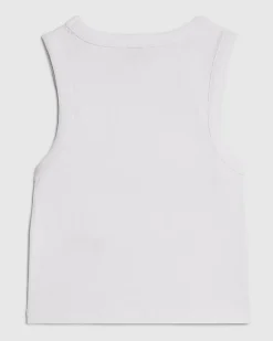 Girls White Bow Diamante Tank Top