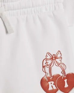 Girls White Cherry Hoodie And Shorts Set