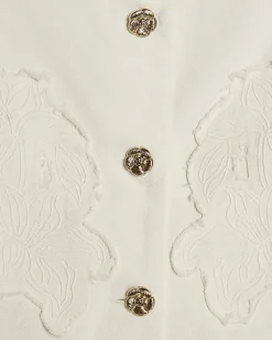 Girls White Denim Waistcoat And Shorts Set