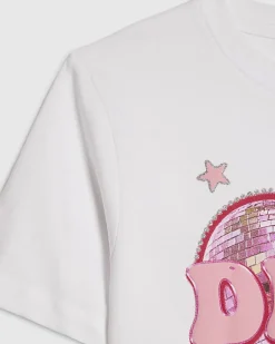 Girls White Disco All The Time Crop T-Shirt