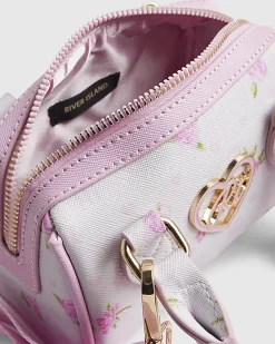 Girls White Ditsy Floral Mini Bowler Bag