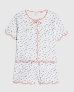 Girls White Ditsy Pointelle Pyjamas