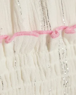 Girls White Floral Embroidered Scallop Dress