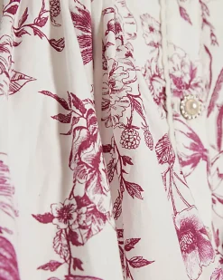Girls White Floral Printed Dress