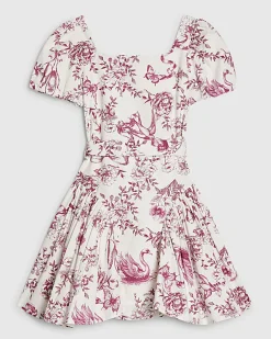 Girls White Floral Printed Dress