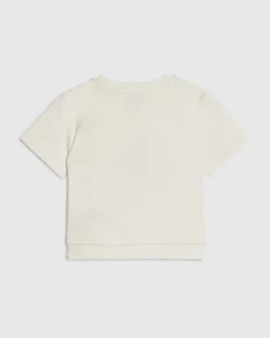 Girls White Flower Stud T-Shirt