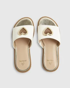 Girls White Heart Cut Out Sandals