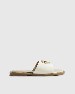 Girls White Heart Cut Out Sandals