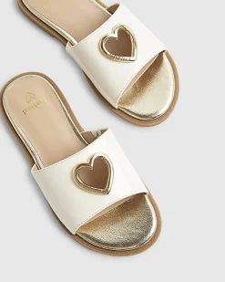 Girls White Heart Cut Out Sandals