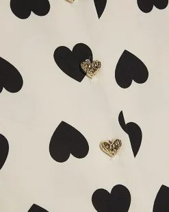 Girls White Heart Print Rara Dress