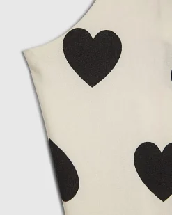 Girls White Heart Print Top