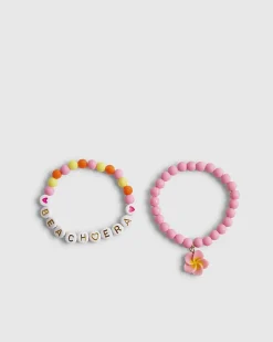 Girls White Hibiscus Bracelet Set