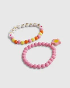 Girls White Hibiscus Bracelet Set