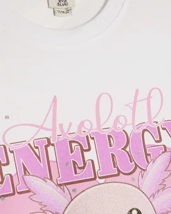Girls White Oversized Axolotl Energy T-Shirt