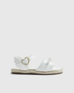 Girls White Patent Bow Espadrille Sandals