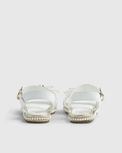 Girls White Patent Bow Espadrille Sandals