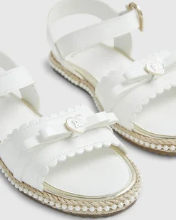 Girls White Patent Bow Espadrille Sandals
