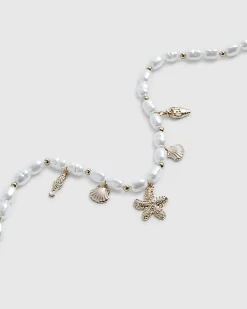 Girls White Pearl Charm Bracelet