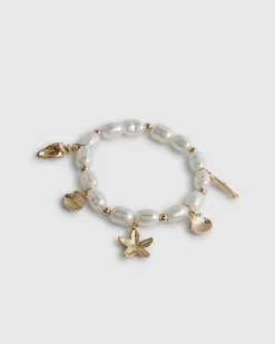 Girls White Pearl Charm Bracelet
