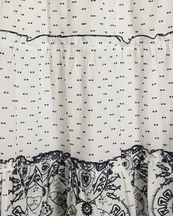 Girls White Printed Cami and Maxi Skirt Set