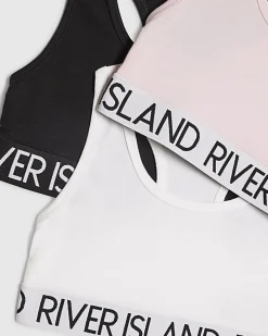Girls White Racer Pack Of 3 Crop Tops