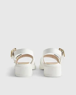 Girls White Snake Buckle Sandals