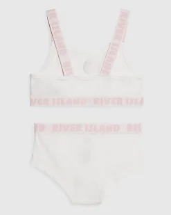 Girls White Strappy Crop Top and Brief Set