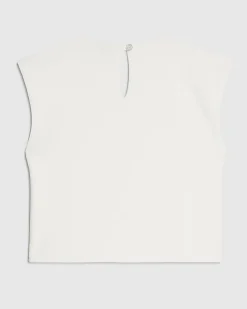 Girls White Textured Bow Top