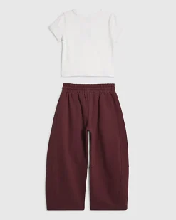 Girls White T-Shirt Heart Smile Joggers Set