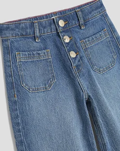 Girls Wide Leg Front Pocket Jeans