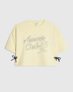 Girls Yellow Embellished Amour Club T-Shirt