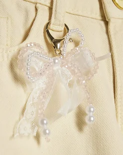 Girls Yellow Lace Wide Leg Jeans With Keyring