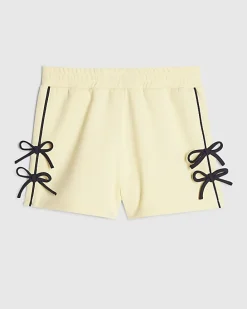 Girls Yellow Side Tape Bow Shorts